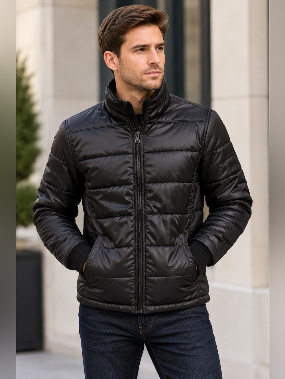 Danier Men's Black Lightweight Quilted Puffer Jacket Size XS